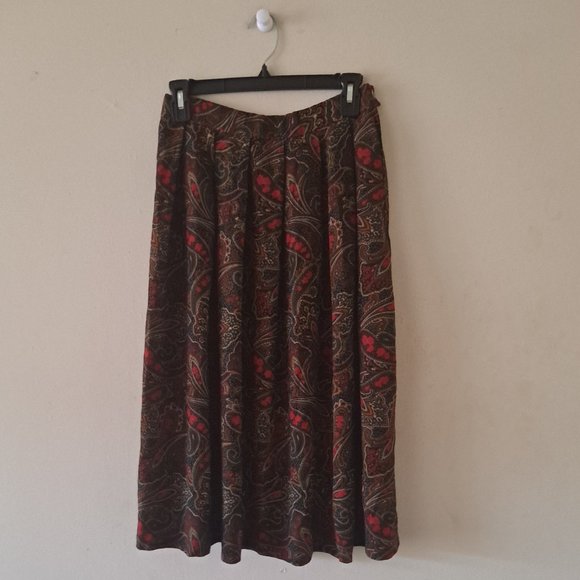 Pendleton Multicolored Rayon Paisley Pattern Pleated Midi Skirt - Size 10 - Picture 4 of 7